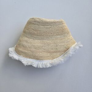 Sensi Studio Ecuador Handwoven Straw Fringe Bucket Hat M Boho Luxe Resort Chic